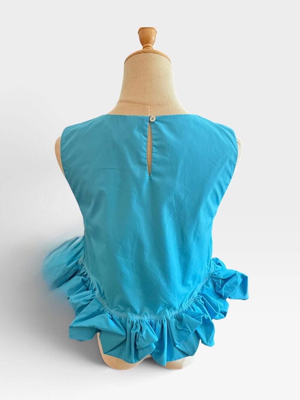 Entro Turquoise Sleeveless Top High Volume Ruffled Bubble Peplum